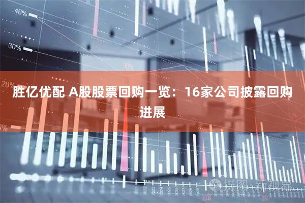 胜亿优配 A股股票回购一览:16家公司披露回购进展